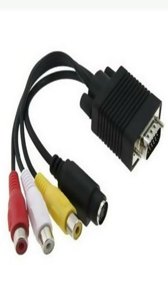 NOUVEAU VGA SVGA TO SVIDEO 3 RCA AV TV OUT Cable Adapter Converter Computer Monitor4310912