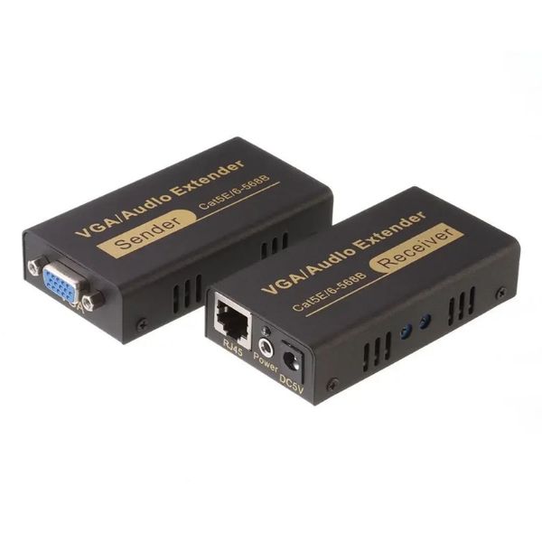 Nouveau répéteur d'extension VGA UTP VGA AV avec câble Audio Cat5e/6 jusqu'à 100 M avec adaptateur d'alimentation Audio