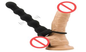 Nieuwe Vibrerende Dubbele Penetratie Strapon Anale Dildo 55039039 Zwart Siliconen Riem Op Penis Anale Plug Sex Producten Volwassen 2335358