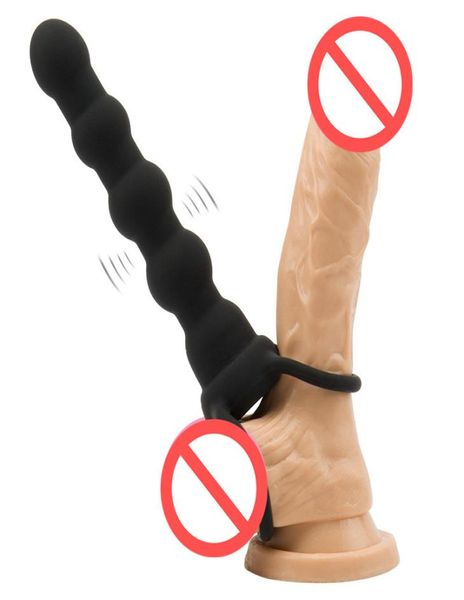 Nouveau gode Anal vibrant à Double pénétration Strapon 55039039 sangle en Silicone noir sur pénis Plug Anal produits sexuels adulte 9518878