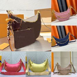 Loop Half Moon Baguette Bag Designer gecoate canvas lederen trim 1854 croissant tas vrouwen goud kleur hardware handtas zip sluiting schoudertassen portemonnee 2023