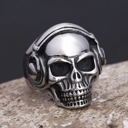 Nouveau anneau de crâne d'écouteur d'or vintage 14k pour hommes punk hip hop rock squelette squelettes cool bijoux de fête de mode