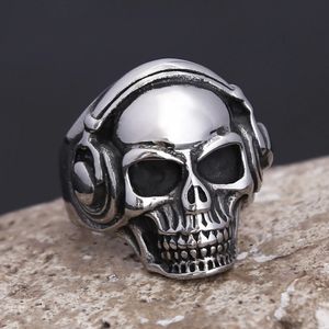 Nouveau anneau de crâne d'écouteur d'or vintage 14k pour hommes punk hip hop rock squelette squelettes cool bijoux de fête de mode