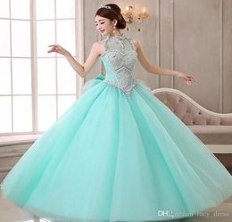 Nouvelle vintage bon marché rouge quinceanera robes de perles de cou high coues et de tulle de débutants pour les filles sweet 16 filles mascarade balle go2100413