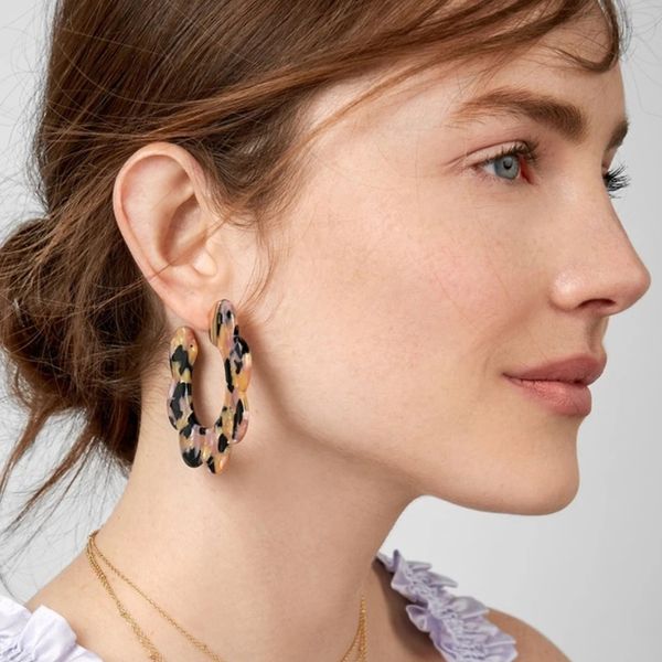 Nouveau Vintage coloré fleur acrylique boucles d'oreilles femmes géométrie mode ZA déclaration pétale boucles d'oreilles métal bijoux de mariage