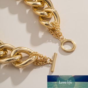Nouveau Vintage Fashion Gold Argent Couleur Alliage Chaîne épaisse OT Colliers à boucle pratique pour femmes Collier femme bijoux