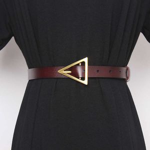 Nouveau triangle de vache en cuir authentique en cuir boucle boucle femme ceinture féminine longue ceinture pour femmes corset cummerbunds