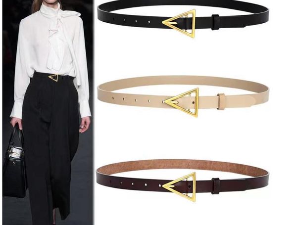 Nouveau Vintage en cuir véritable vache Triangle boucle ardillon femme ceinture longue ceinture pour femmes Corset Cummerbunds vêtements sangles ceinture Q06