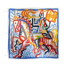 Nieuwe vintage paardenprint zijden sjaal voor vrouwen twill h sjaals foulard femme koets patroon grote sjaals h zijde mannen plein bandeau groothandel 90x90cm10a