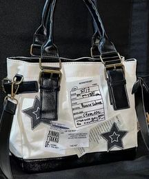 Nuevo bolso de lona de estrella de gran capacidad Vintage, diseño de lujo Y2k, bolsos de mano estéticos, bolsos cruzados Grunge para mujer
