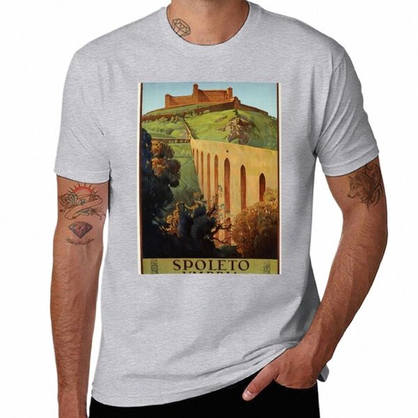 Nuevo Vintage Spoleto Umbría años 20 anuncio de viaje italiano camiseta camiseta lisa tops lindos camisetas blancas lisas hombres 59ao #