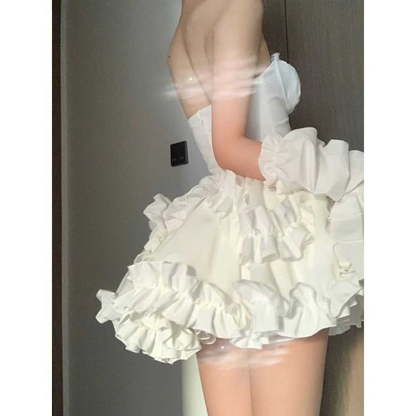 Robe d'été New Vintage Temperament pour femmes Exquise et Unique White Tube Top Tutu Sleeveles Es pour les femmes 230508