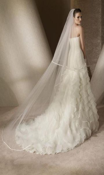 Nouveau bord du ruban vintage à deux couches avec peigne Lvory White Wedding Veil Cathedral Veils Bridal 3M Longueur8853274