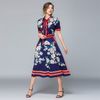 Luxury Vintage à nœud papillon Robe imprimée 2022 Robes de fleurs avant de la mode pour femmes