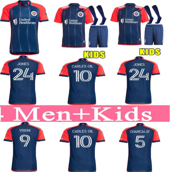 NUEVO VRIONI INGLATERRA 2024 MLS REVOLUCIÓN camisetas de fútbol CARLESGIL JONES BOU hogar lejos BLANCO camisetas de fútbol 24 25 hombre y niños versión fan set