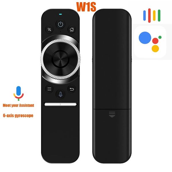 Nouveau W1S Air Mouse 2.4G télécommande vocale sans fil six axes Gyr pour Smart Android TV Box projecteur PC ordinateur portable