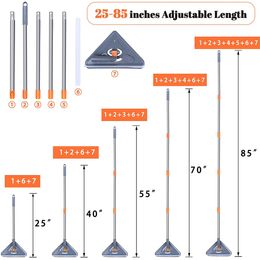 Nouvelle vadrouille murale avec longue poignée à 360 ° Triangle en microfibre Médite de nettoyage de paroi vadrouille à sec et à poussière humide Nettoyer de vadrouille pour