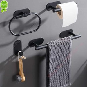 New Wall Mount Toilet Towel Paper Holder Adhesive Black Silver Kitchen Roll Paper Stand Hanging Napkin Rack Bathroom Accessories WC