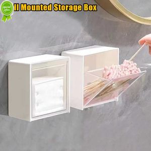 New Wall Mounted Storage Box Punch-free Dustproof Storage Holder For Cotton Swab Jewelry Multifunction Waterproof Bathroom Organizer