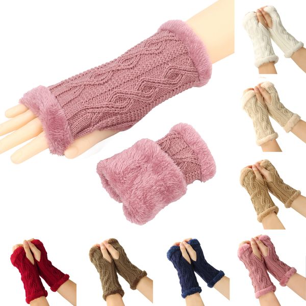 Nouveaux gants tricotés chauds de styliste pour femmes et hommes, gants en laine noirs, tout avec épaississement en cachemire