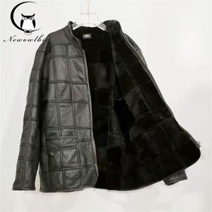 Veste de fourrure pour hommes chauds pour hommes 100% manteau en peau de mouton véritable veste en cuir pour hommes taille épaisse personnalisée 201128