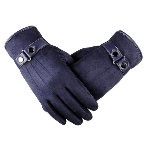 Nouveaux gants chauds de couleur unie écran tactile coupe-vent moto conduite gants en daim d'hiver en plein air livraison gratuite