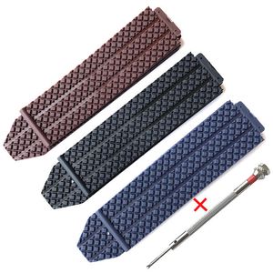 New Watch Accessories Strap en caoutchouc pour Hublot Big Bang King Fusion Rubber Watch Watch Black / Blue / Brown Texture