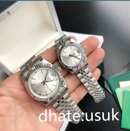 Nouvelle montre classique argent mouvement automatique 28/36/41MM lunette cannelée montres mécaniques pour hommes entièrement en acier super lumineux amoureux femmes montre étanche couple style