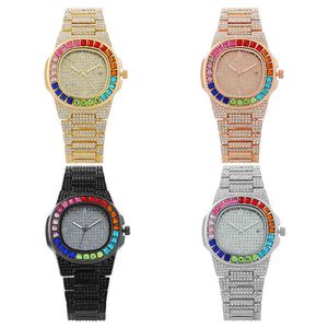 Nieuw horloge Quartz Hip Hop Watch met micro pave Iced Out Cubic Zirconia Stainls Steel Watch Clock Relogio