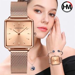 Nuevo reloj para mujer, marca de moda, correa de malla de acero inoxidable, relojes sencillos para mujer, reloj cuadrado pequeño de cuarzo, reloj de pulsera, reloj de pulsera c281t