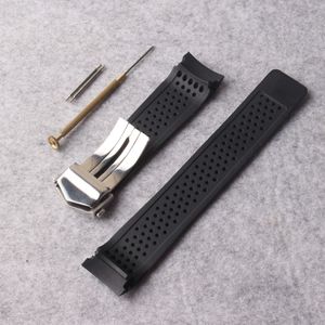 Nouveau bracelet de montre 22mm en acier inoxydable déploiement noir plongée trous en caoutchouc de silicone bracelet de montre pour Gear S3 remplacement 224q