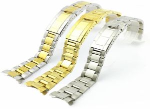 Nieuwe horlogeband horlogeband 20 mm mannen vol roestvrijstalen vlinder gespleten clasp goud zilver voor rol GMT -strap13154869