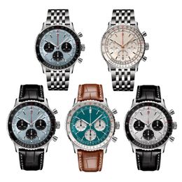Nieuwe horloges voor heren Kwarts kijken Breit Navitimer Aviation B01 roestvrijstalen riem saffier kristal glas spiegeloppervlak sport Montre Luxe polshorloges voor mannen