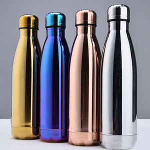 Nouvelle tasse d'eau isolation tasse 500ML bouteille sous vide sport 304 acier inoxydable Cola Bowling forme tasses de voyage 4 couleurs gratuit DHL WX-C19