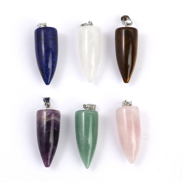 Nouvelle goutte d'eau cône balle tête pendentif charme de guérison pierre naturelle cristal faisant collier porte-clés accessoires