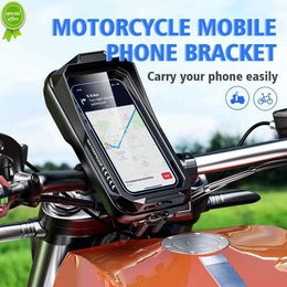 Nieuwe waterdichte motorfietsfiets telefoonhouder 360 rotatie stengel klem stuur telefoon fietsgatchebar clip w/ scherm l1q1