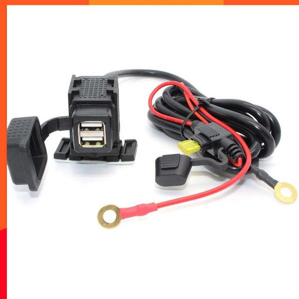 Nuevo Kit de cargador USB para motocicleta a prueba de agua, conector de anillo redondo con puerto USB Dual de 4.2A para iPhone, teléfono inteligente, tableta, GPS