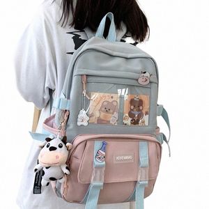 Nouveau imperméable à l'eau Nyl Femmes Sac à dos Femme Kawaii Sac de voyage Collège Filles Hommes Multi-poches Cartable Sac à dos pour ordinateur portable Livre Sacs M0wa #