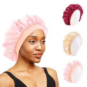 Nouveau Bonnet en Satin imperméable salle de bain bonnet de douche ajuster le chapeau de couverture de tête pour les accessoires de coiffure élastiques bouclés