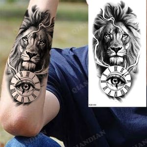 Nieuwe Waterdichte Tijdelijke Tattoo Sticker Bos Lion King Tijger Schedel Flash Man Wolf Draak Body Art Arm Fake Tattoos Vrouwen