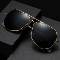 Nouveaux lunettes de soleil polygones 65 mm hommes femmes concepteurs classiques verres de soleil surdimensionnés grand cadre en métal UV400 Eyewear avec étui