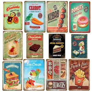 Nuevo wd 40 lata decoración Donuts Sandwiches Helado Vintage Metal Sign Kitchen Cafe Bakery Shop Placa decorativa Placa de pared Pintura Decoración Arte tamaño 30x20cm w02