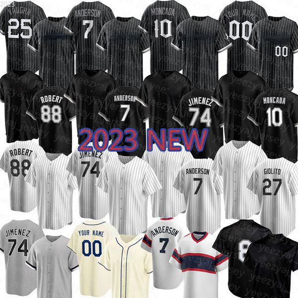 New Wear 2023 Woamn Baseball Jersey 88 Luis Robert 74 Eloy 40 Reynaldo Lopez Tim Anderson Gregory Santos 10 Moncada Bo Jackson Yasmani Grandal Andrew Benintendi