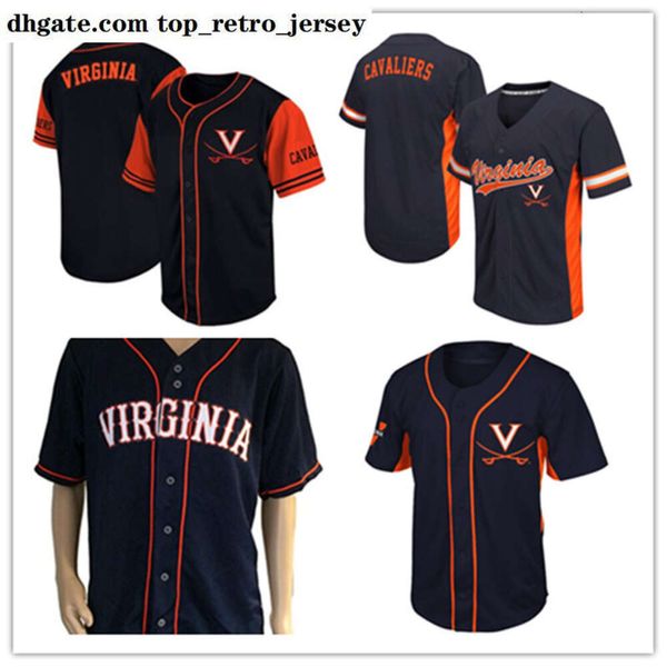 New Wears Custom NCAA Virginia Cavaliers Jersey de béisbol Hombres Mujeres Jóvenes Negro Blanco Oro Nombre cosido y Nmber Mix