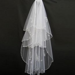 Nouveaux accessoires de mariage blanc ivoire voile de mode bord du ruban court à deux couches voiles de mariée avec peigne haute qualitéccw0014 237w