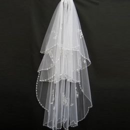 Nouveaux accessoires de mariage blanc ivoire voile de mode bord du ruban court à deux couches voiles de mariée avec peigne haute qualitéccw0014 306w