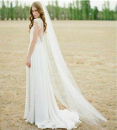 Nuevos accesorios de boda velo de moda blanco marfil borde de cinta velos de novia cortos de dos capas con peine de alta calidad CCW00194218805