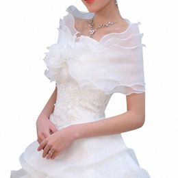 Nouveau mariage Bolero Ruffles Courtes femmes Bridal Cape Red White Cloak Cheminée Cheminée Active C0NG #