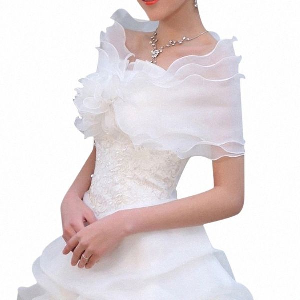 Nouveau boléro de mariage volants femmes courtes cape de mariée rouge manteau blanc pas cher accessoires de mariage a4mM #