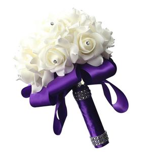 Nouveau bouquet de mariage ruban PE mousse fleurs artificielles mariée demoiselle d'honneur main Bouquet mariée mousse tenant des fleurs fournitures de mariage 241A